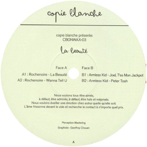 Rochenoire, Armless Kid ‎– La Beauté CBONWAX003 front label